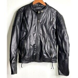 XELEMENT Mens Large Motorcycle Heavy Leather With Zip Out Liner
